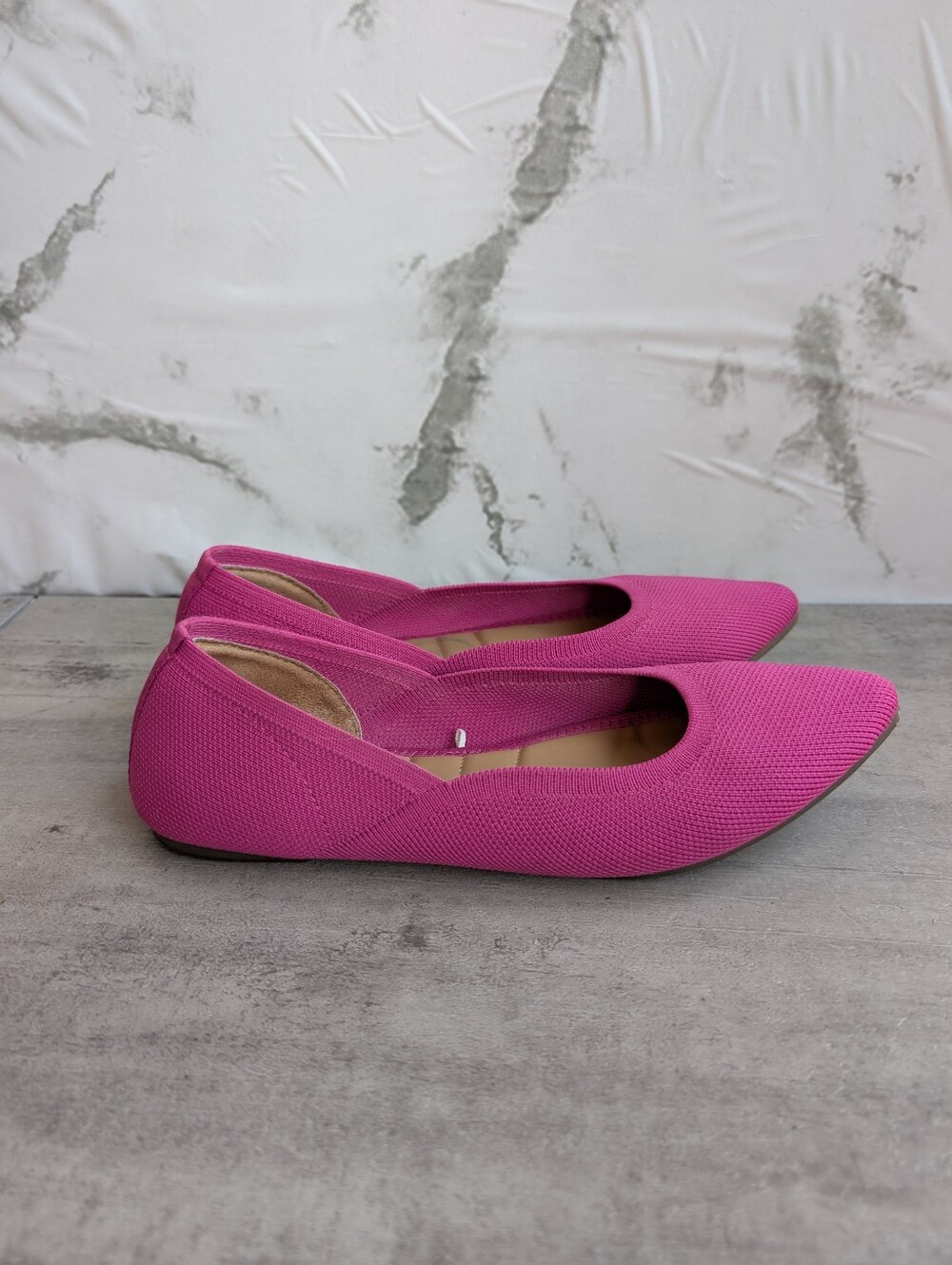Cynthia Rowley Pink Chelsea Pointed Toe Knit Slip On Ballet Flats Womens 8 - Picture 5 of 11